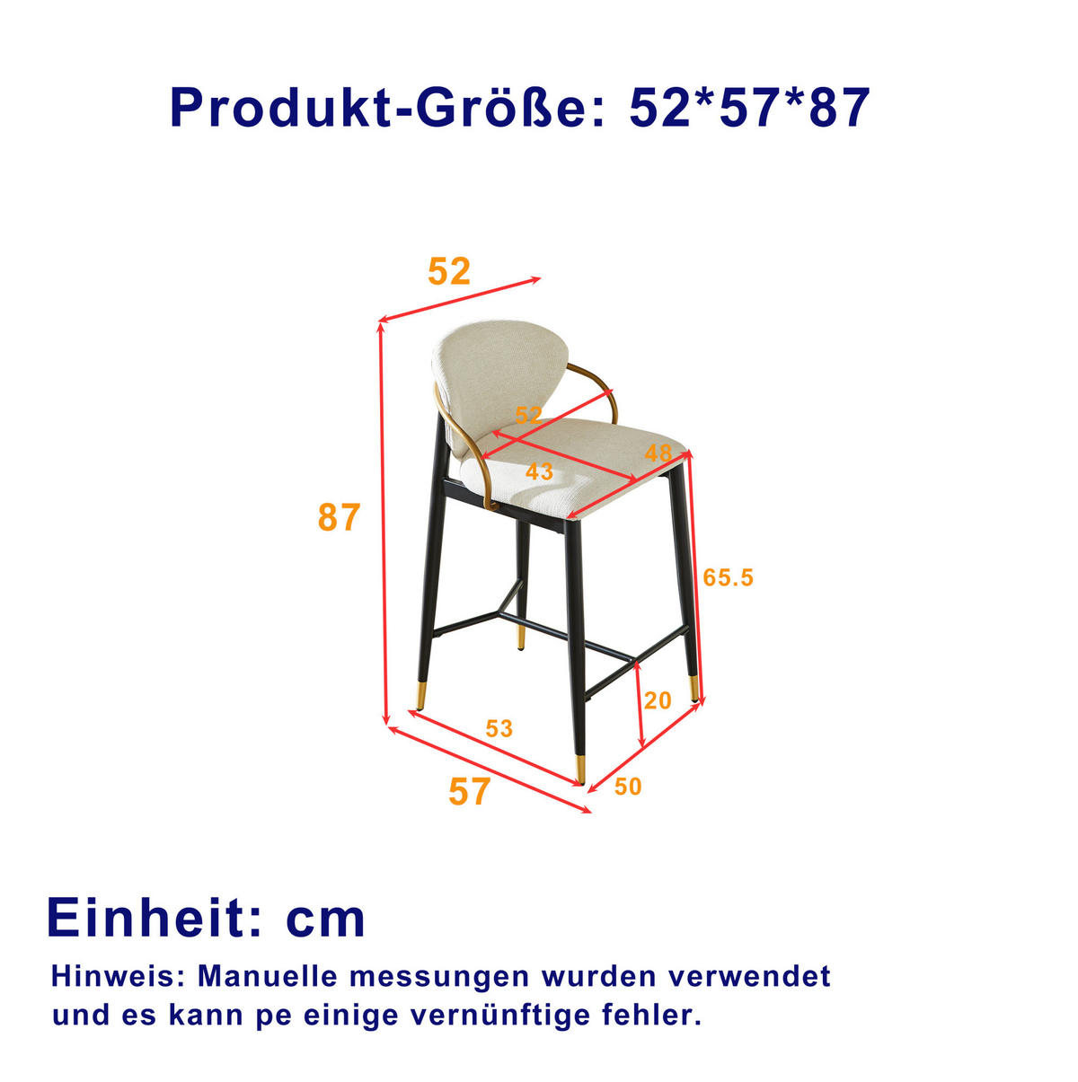 BARHOCKER 2er-Set mit Rückenlehne Chenille Beige Schwarz-Gold - Beige, Metall (52/87/57cm) - Meubliv