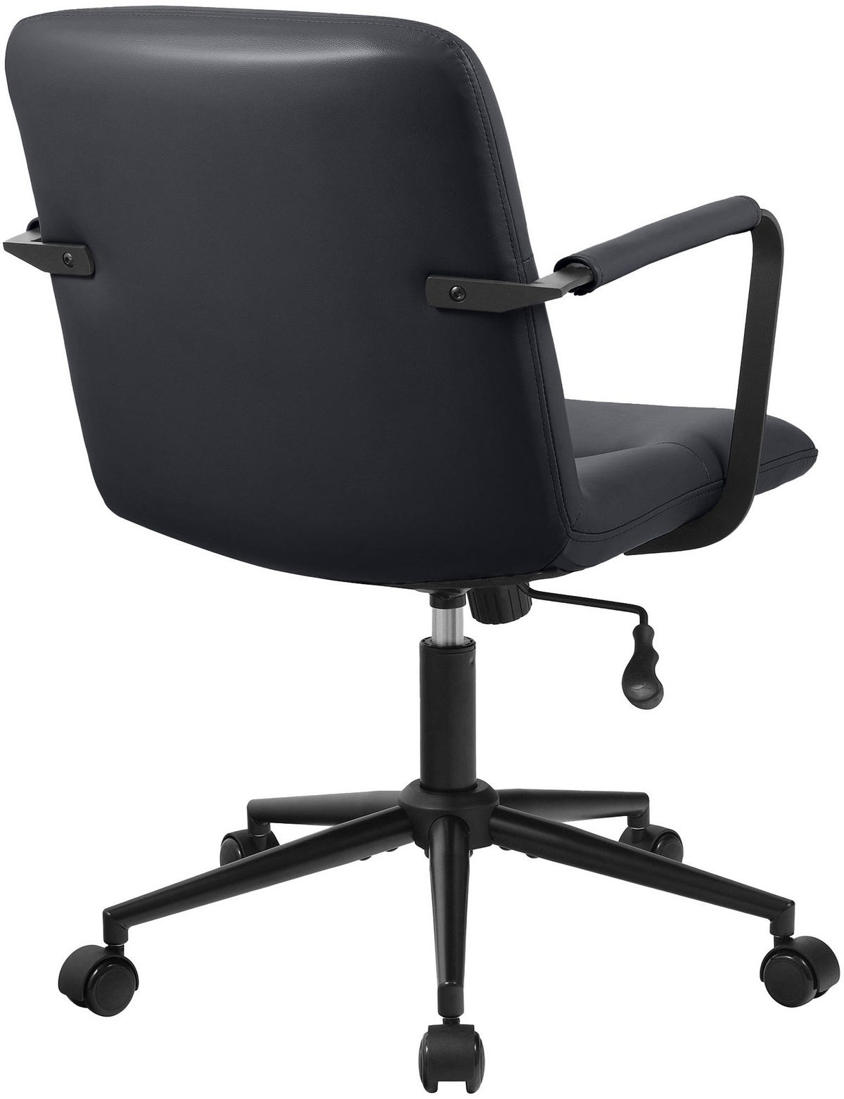 BÜROSTUHL Helix Echtleder schwarz - Schwarz, Leder/Metall (58/98/62cm) - TPFLiving