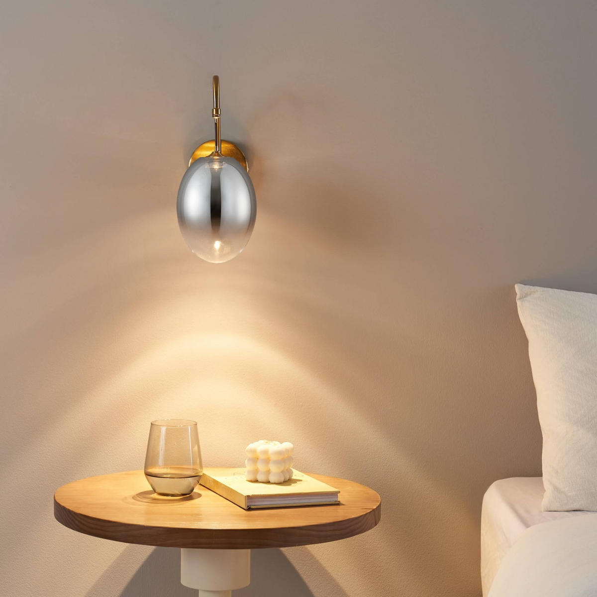 WANDLEUCHTE Nuvéo, Rauchgrau und Gold, 28cm - Goldfarben, Glas (12/28/22cm) - KOSILUM