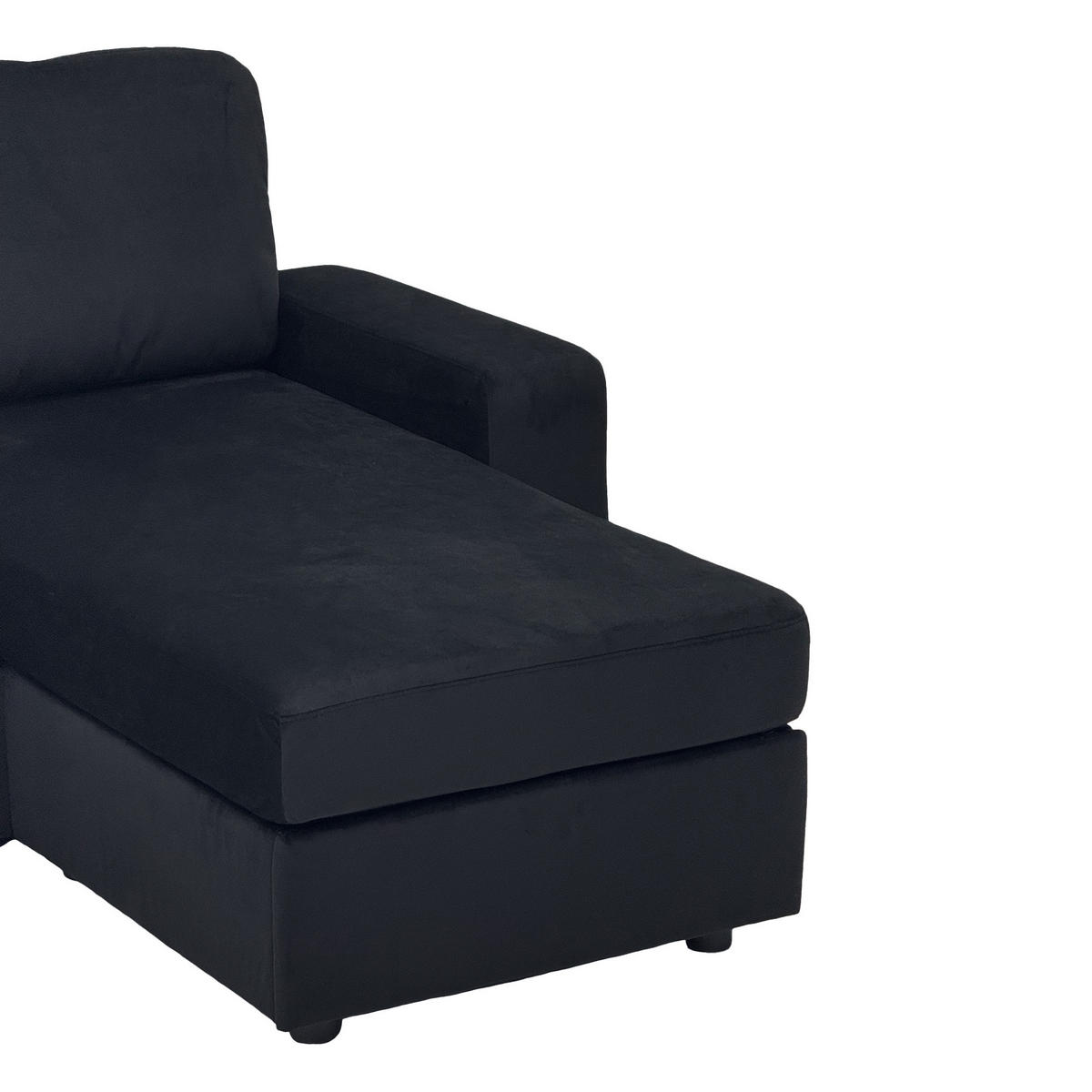 ECKSOFA Polyester Schwarz mit Stauraum - Schwarz, Holzwerkstoff/Textil (245.5/150.5cm) - WISHDOR