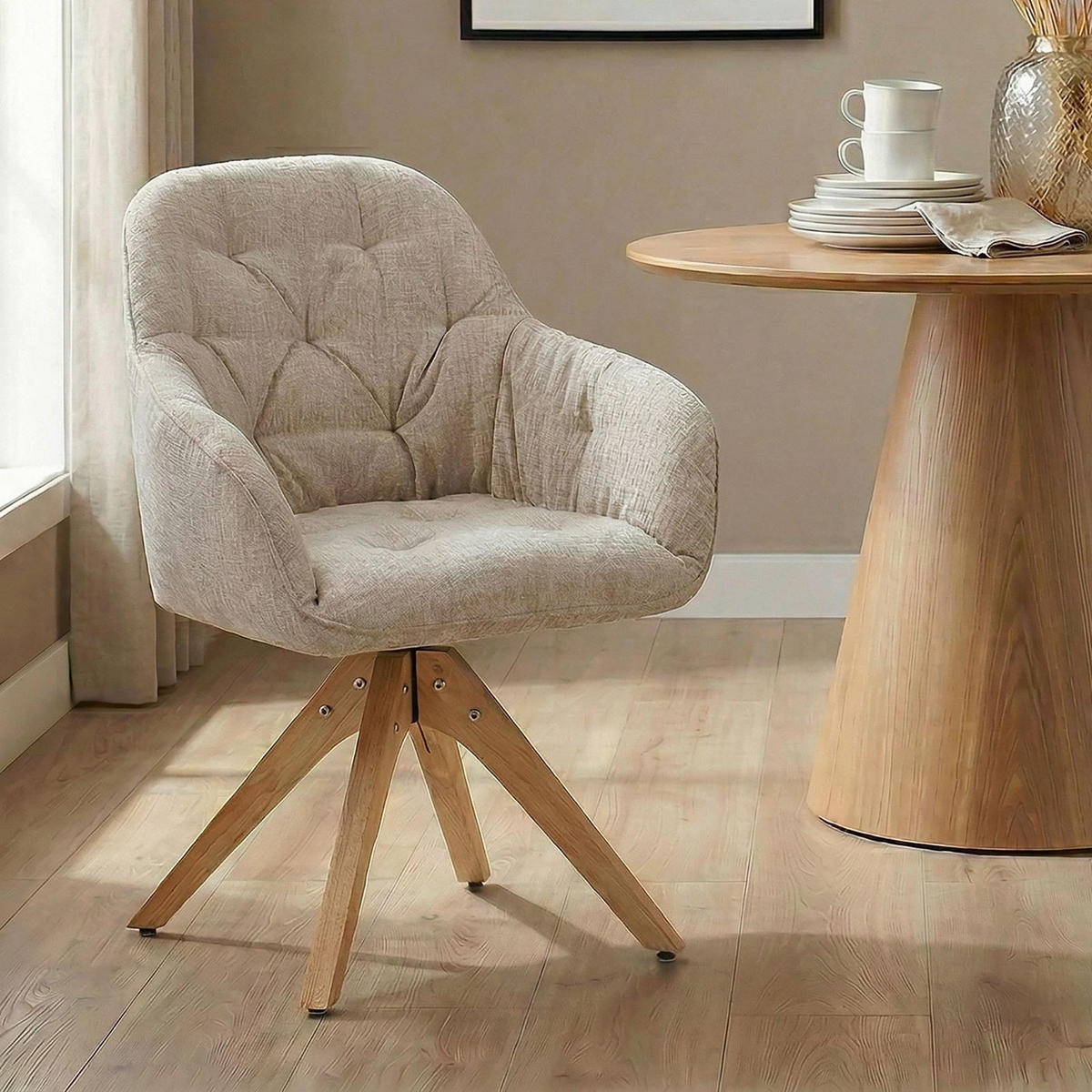 ESSZIMMERSTUHL SAGA beige - Beige, Textil (57/81/62cm) - IDIMEX