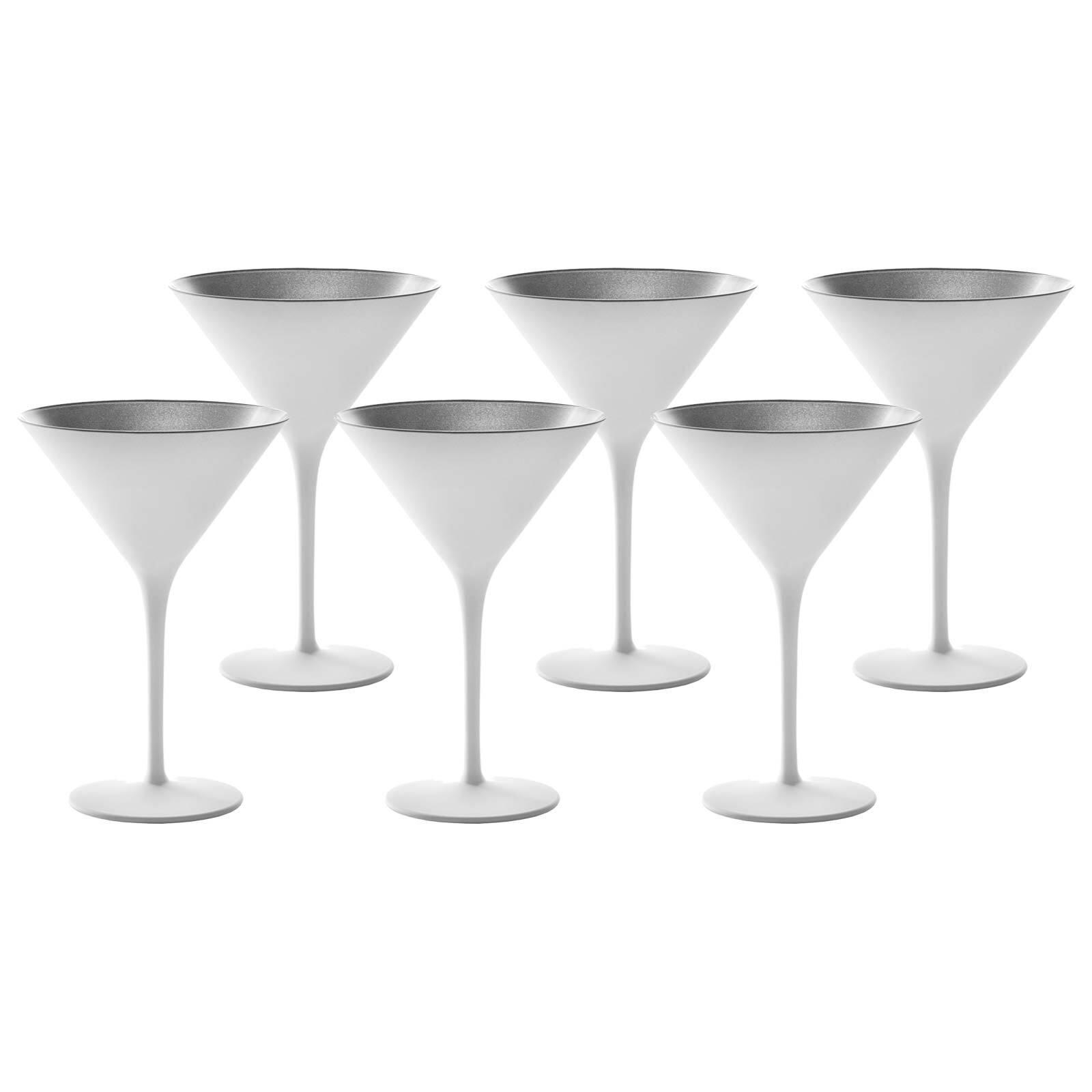 COCKTAILSCHALEN Elements Weiß-Silber 240 ml 6er Set - Silberfarben/Weiß, Glas (0.24L) - Stölzle Lausitz