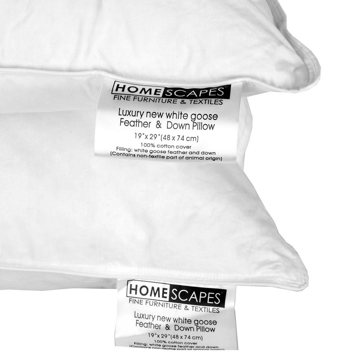 KOPFKISSEN 2er-Set Federn & Daunen 48/74 cm - Weiß, Textil (48/74cm) - Homescapes