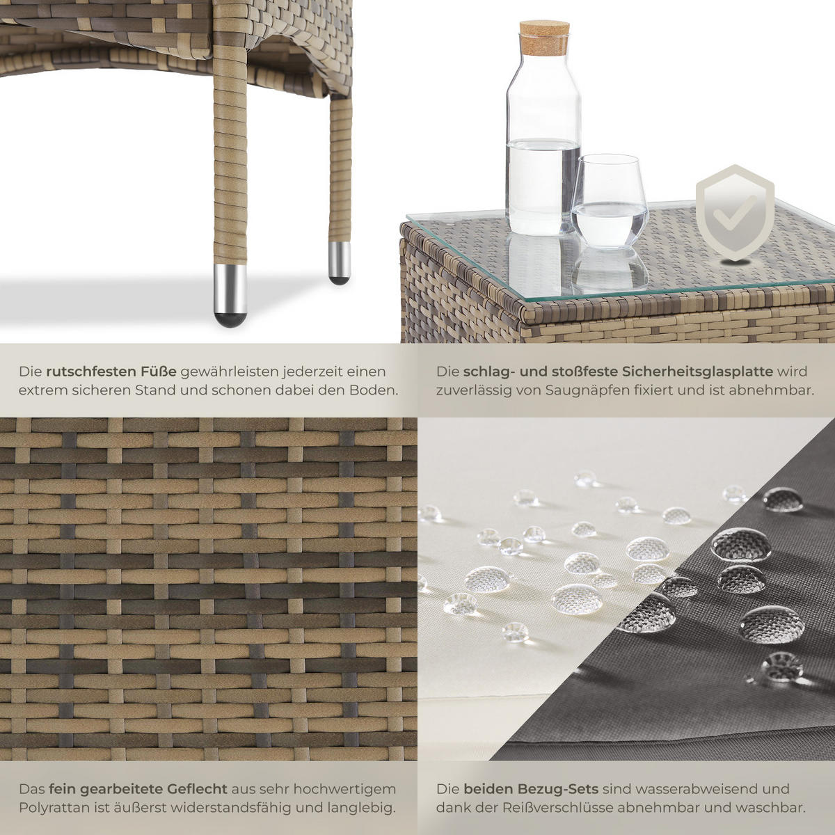 RATTANSET Luzern,2 Bezugssets,natur - Naturfarben, Kunststoff - tectake