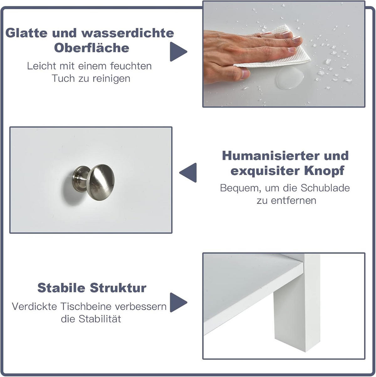 NACHTTISCH Beistelltisch Weiß - Weiß, Holz (40/58/48cm) - COSTWAY