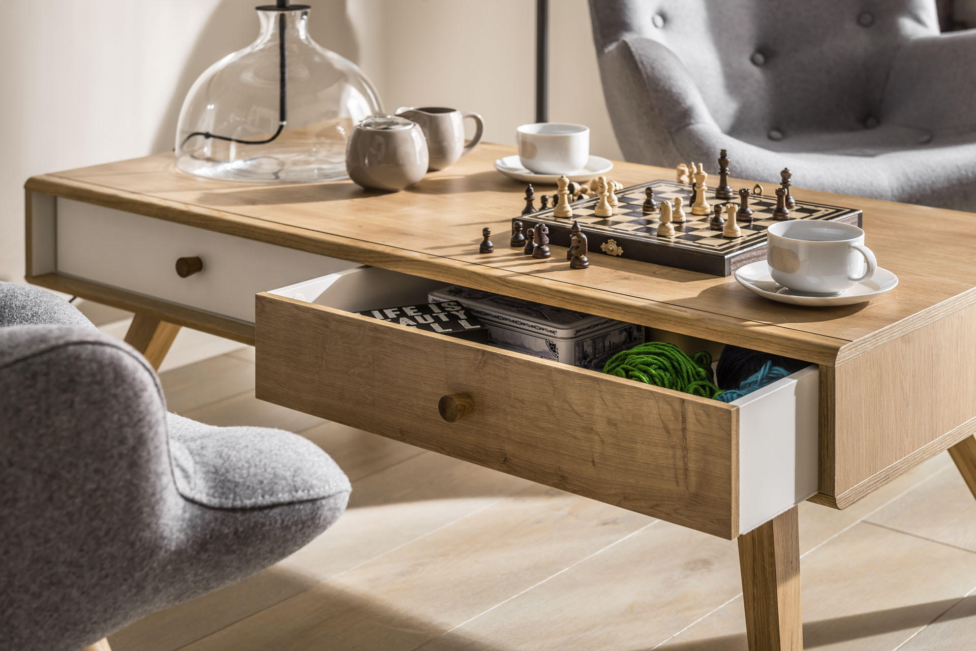 Thumbnail - Vox Möbel Couchtisch, Eiche, Holzwerkstoff, Teilmassiv,Eiche, Rechteckig,Rechteckig, 120x45x60 cm, Wohnzimmer, Wohnzimme...