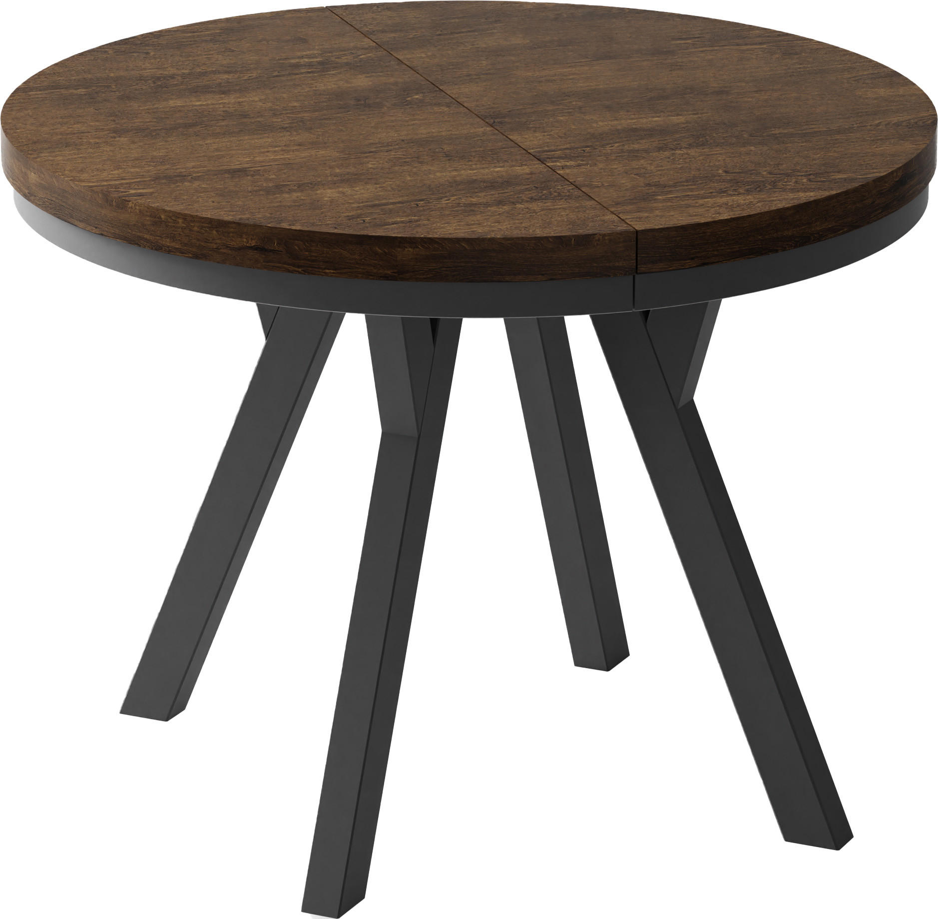 ESSTISCH Lume runder ausziehbarer, Lefkas Eiche 100-150/100/76 cm - Alteiche/Schwarz, Holz/Holzwerkstoff (100/100/76cm) - WFL GROUP