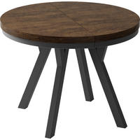 ESSTISCH Lume runder ausziehbarer, Lefkas Eiche 100-150/100/76 cm - Alteiche/Schwarz, Holz/Holzwerkstoff (100/100/76cm) - WFL GROUP