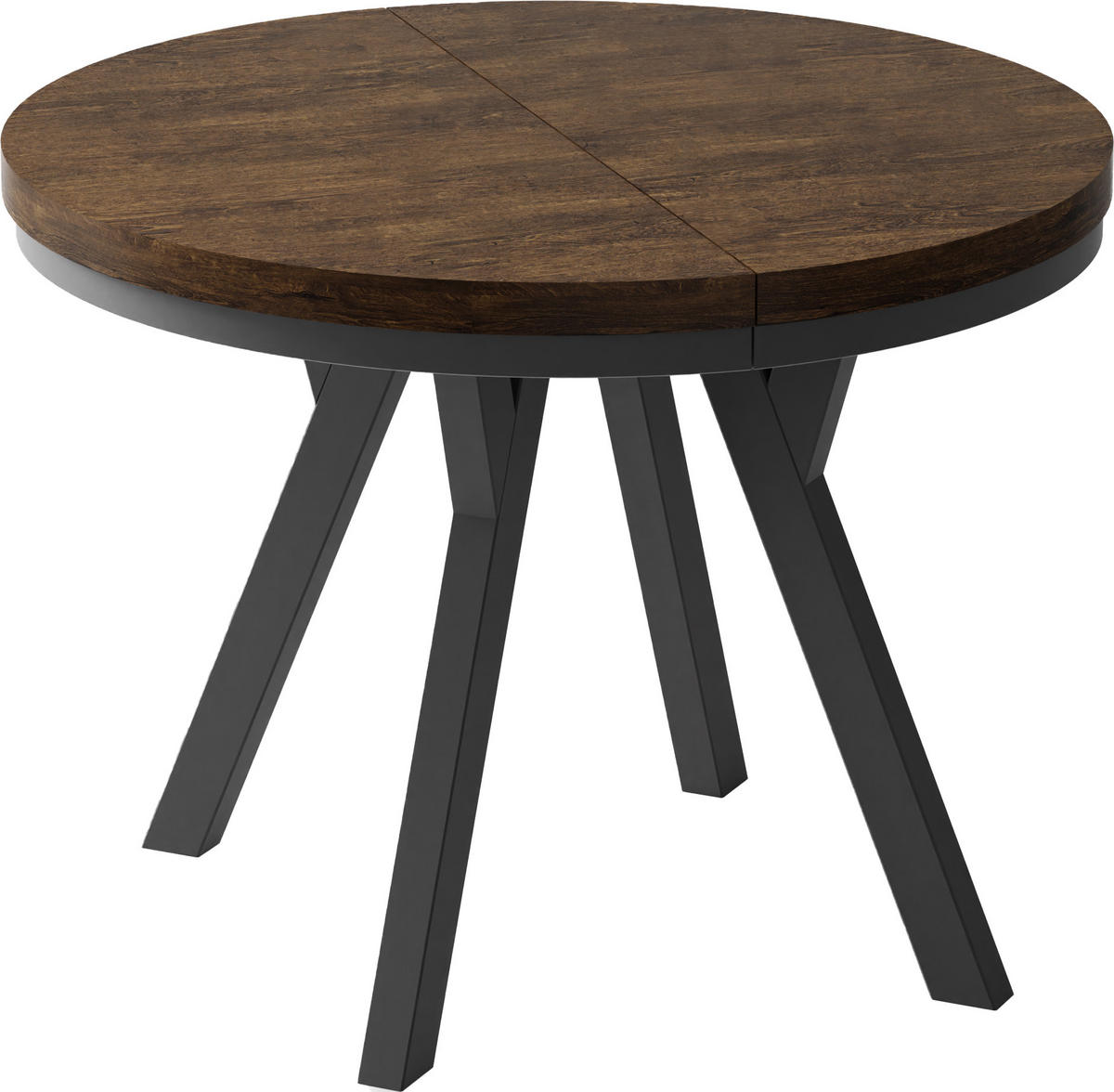 ESSTISCH Lume runder ausziehbarer, Lefkas Eiche 100-150/100/76 cm - Alteiche/Schwarz, Holz/Holzwerkstoff (100/100/76cm) - WFL GROUP