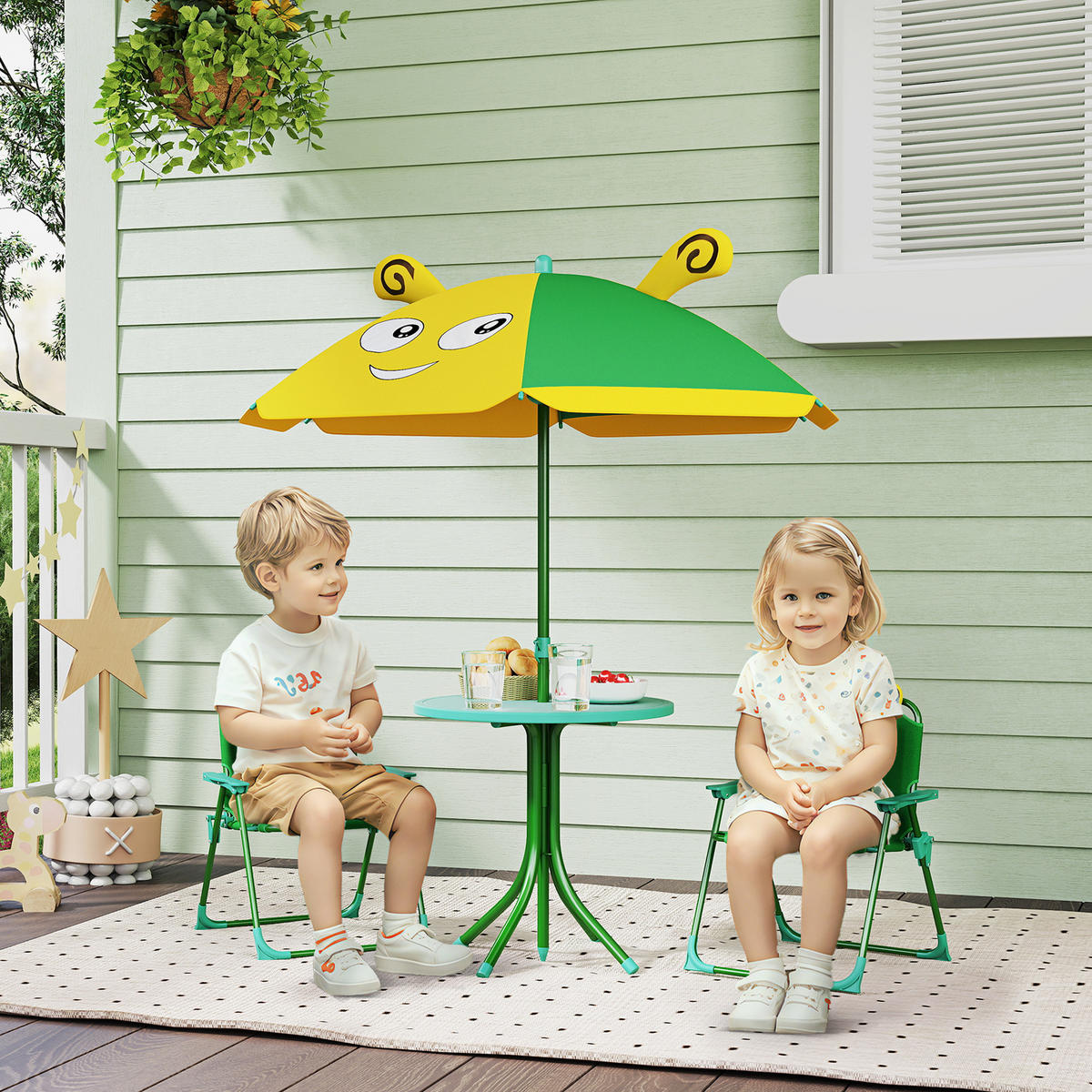 KINDERSITZGRUPPE, Grün, Stahl, Polyester - Grün, Metall - AIYAPLAY