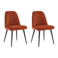 STUHL 2er-Set - Samt & schwarzes Metall - Terracotta - ELEANA - Braun, Textil (52/81/49cm) - Vente-Unique