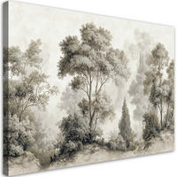 LEINWANDBILD, Bäume und ein Waldweg in einer romantischen Landschaft - Grau, Textil (120/80cm) - Feeby