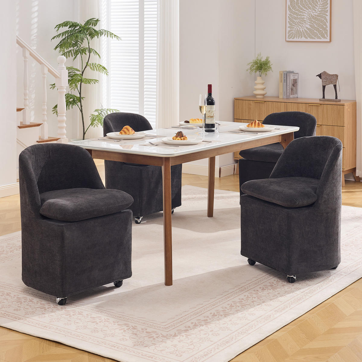 POLSTERSTUHL DE-36250 2er-Set mit Universalrollen Grau - Grau, Metall (53/78.5/53.5cm) - ComfortXL