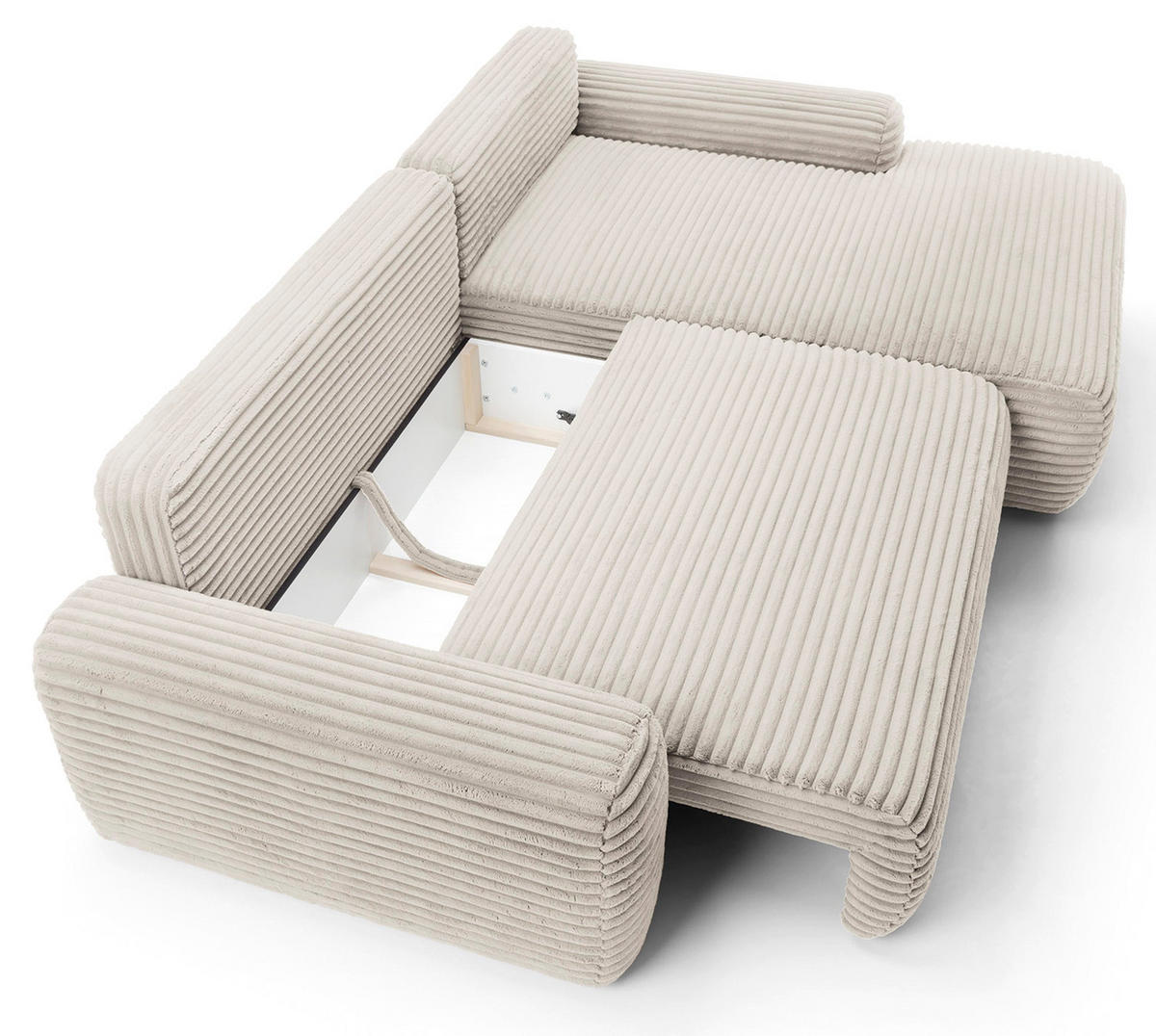 ECKSOFA Alferia Creme mit Cordbezug - Creme/Schwarz, Kunststoff/Textil (162/264cm) - Selsey