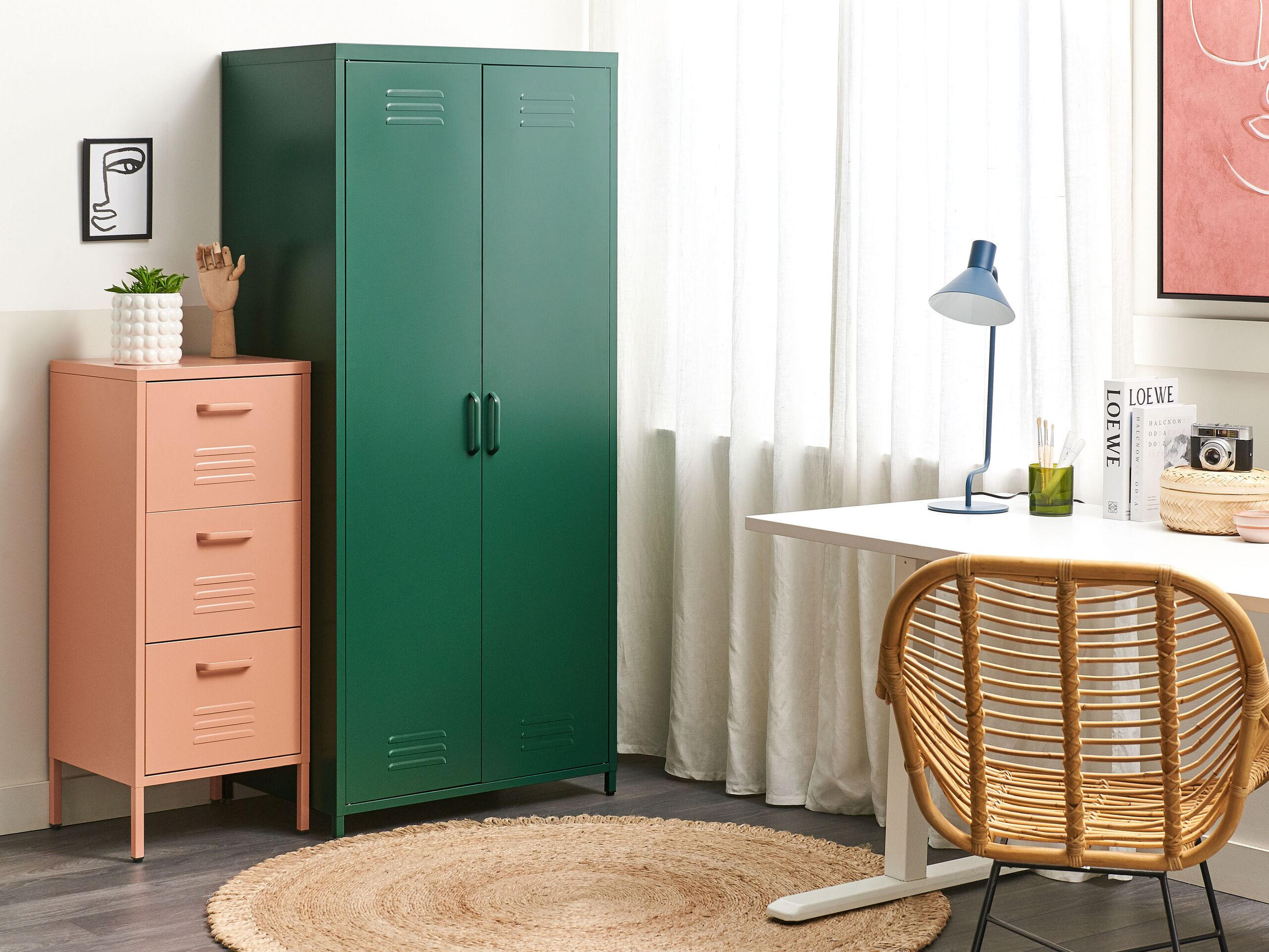 GARDEROBENSCHRANK Stahl grün 4 Fächer Varna - Grün, Metall (76/171/50cm) - Beliani
