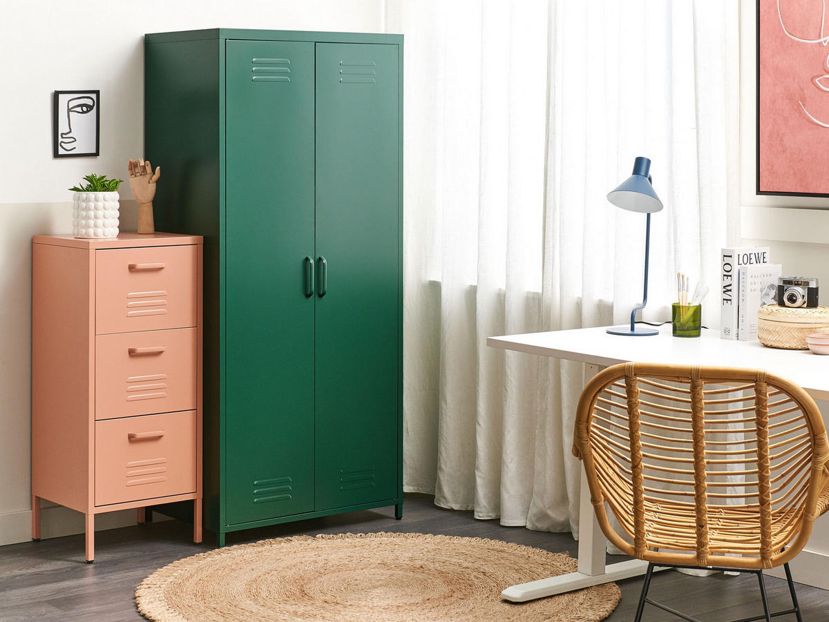 GARDEROBENSCHRANK Stahl grün 4 Fächer Varna - Grün, Metall (76/171/50cm) - Beliani