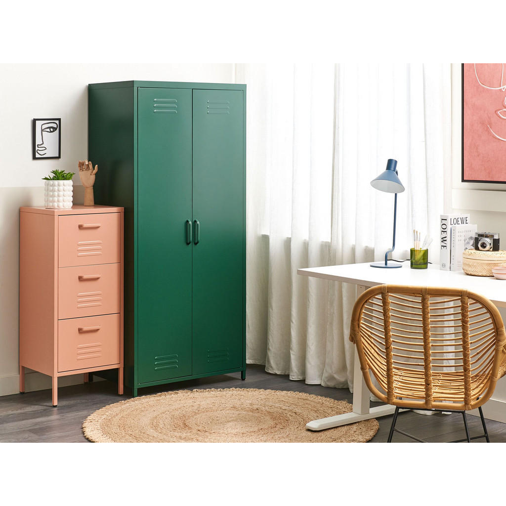 Thumbnail - Beliani Garderobenschrank, Grün, Metall, 4 Fächer, 76x171x50 cm, Garderobe, Garderobenschränke, Garderobenschränke