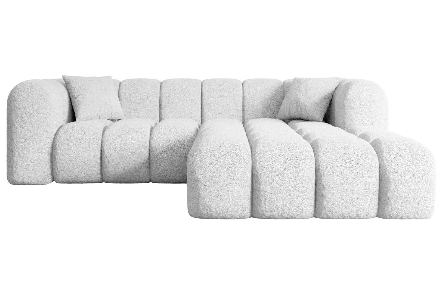 ECKSOFA Ottomane Rechts OLEA-L1 - 231x173x74 cm Weiß Bouclé - Schwarz/Weiß, Holzwerkstoff/Kunststoff (231/173cm) - ALTDECOR