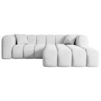 ECKSOFA Ottomane Rechts OLEA-L1 - 231x173x74 cm Weiß Bouclé - Schwarz/Weiß, Holzwerkstoff/Kunststoff (231/173cm) - ALTDECOR