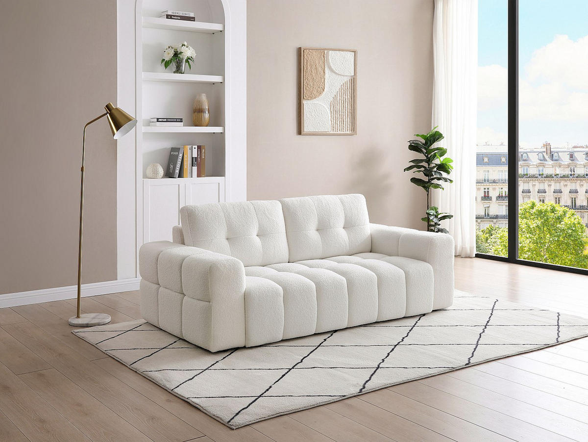 SOFA - 2 Personen - stoff - weiß Sopelana - Weiß, Textil (200/78/100cm) - Vente-Unique