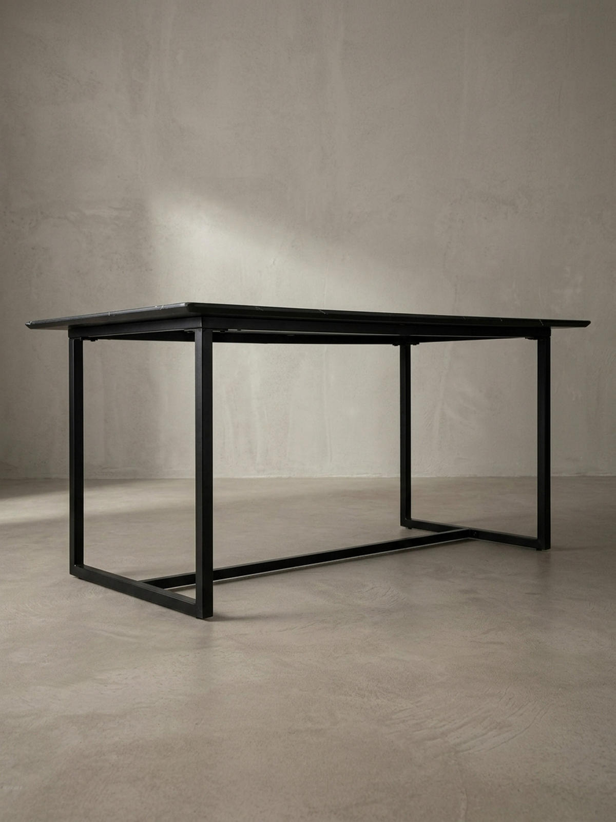 ESSTISCH Marmoroptik Metall Rechteckig Modern Klein, Schwarz 160x80x76 cm - Schwarz, Holzwerkstoff/Metall (80/160/76cm) - KADIMA DESIGN