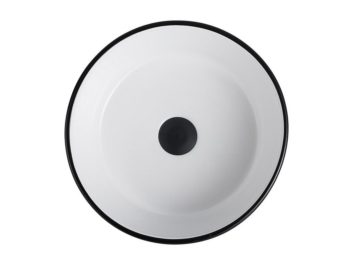 AUFSATZWASCHBECKEN - Keramik - Schwarz & Weiß - 36 cm - KANELLE II - Schwarz, Keramik (36/12/36cm) - Vente-Unique