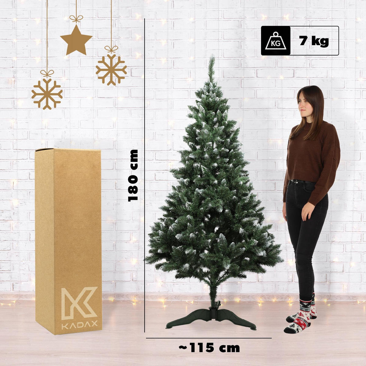KADAX Künstlicher Weihnachtsbaum Diamanttanne 180 cm dick - Grün, Kunststoff (180cm) - KADAX
