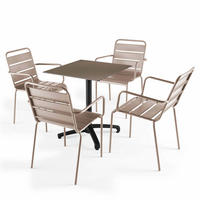 GARTENSET 5-tlg., Taupe - Taupe, Metall - Oviala