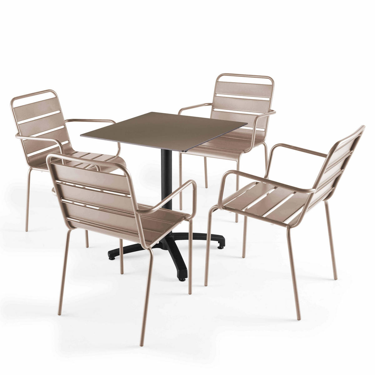 GARTENSET 5-tlg., Taupe - Taupe, Metall - Oviala