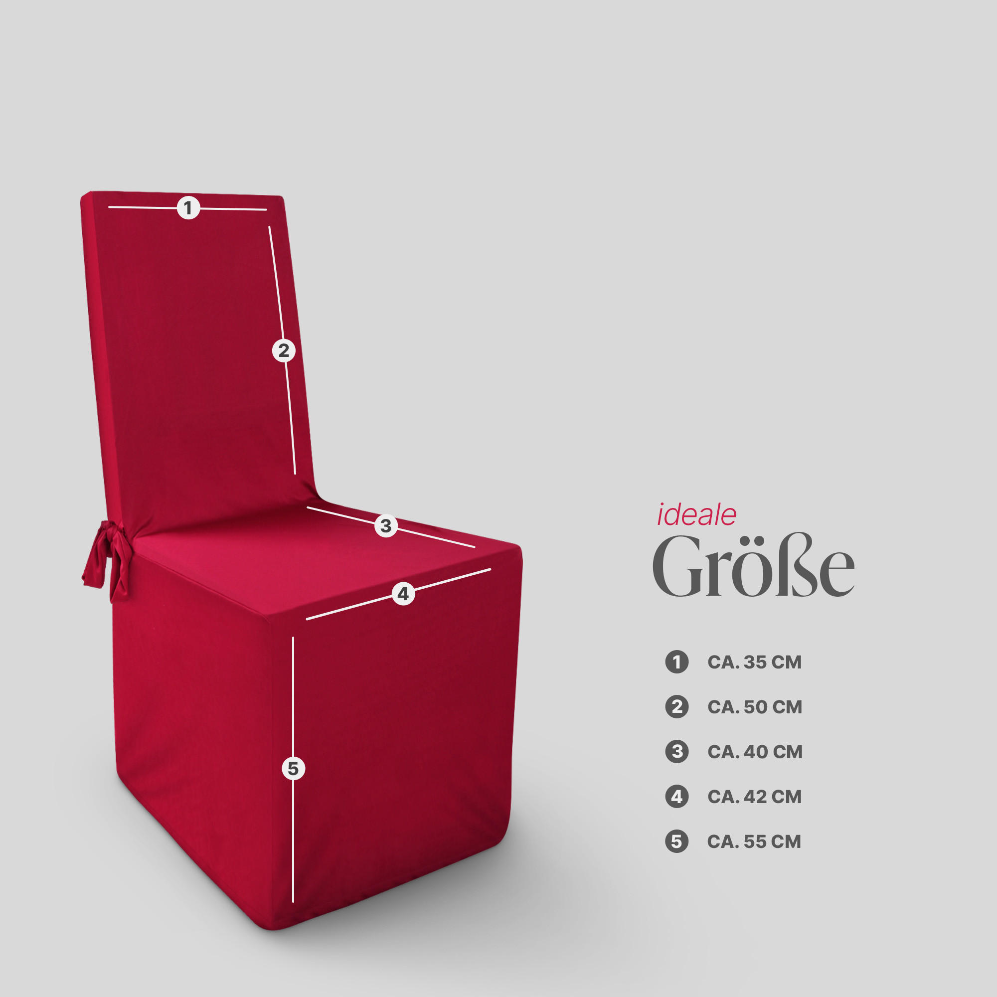 STUHLHUSSE ( Rot ) - Stretchhusse für eckige Stuhllehnen - ( 45 cm x 96 cm ) elastischer Bankett Stuhlbezug - Rot, Textil (45/96cm) - Bestlivings