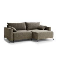 ECKSOFA MIT SCHLAFFUNKTION Leon Taupe Chenille-Stoff - Schwarz/Braun, Holz/Holzwerkstoff (239/148cm) - Maison de Reve
