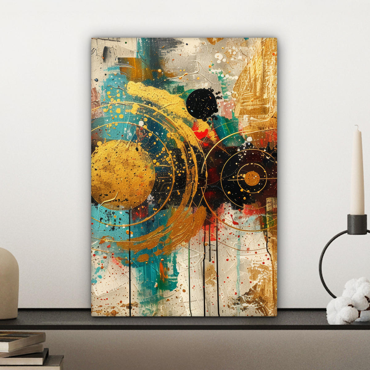 LEINWANDBILD - Abstrakt - Kunst - Gold - Modern - 20x30 - Bilder - Multicolor, Textil (20/30cm) - MuchoWow