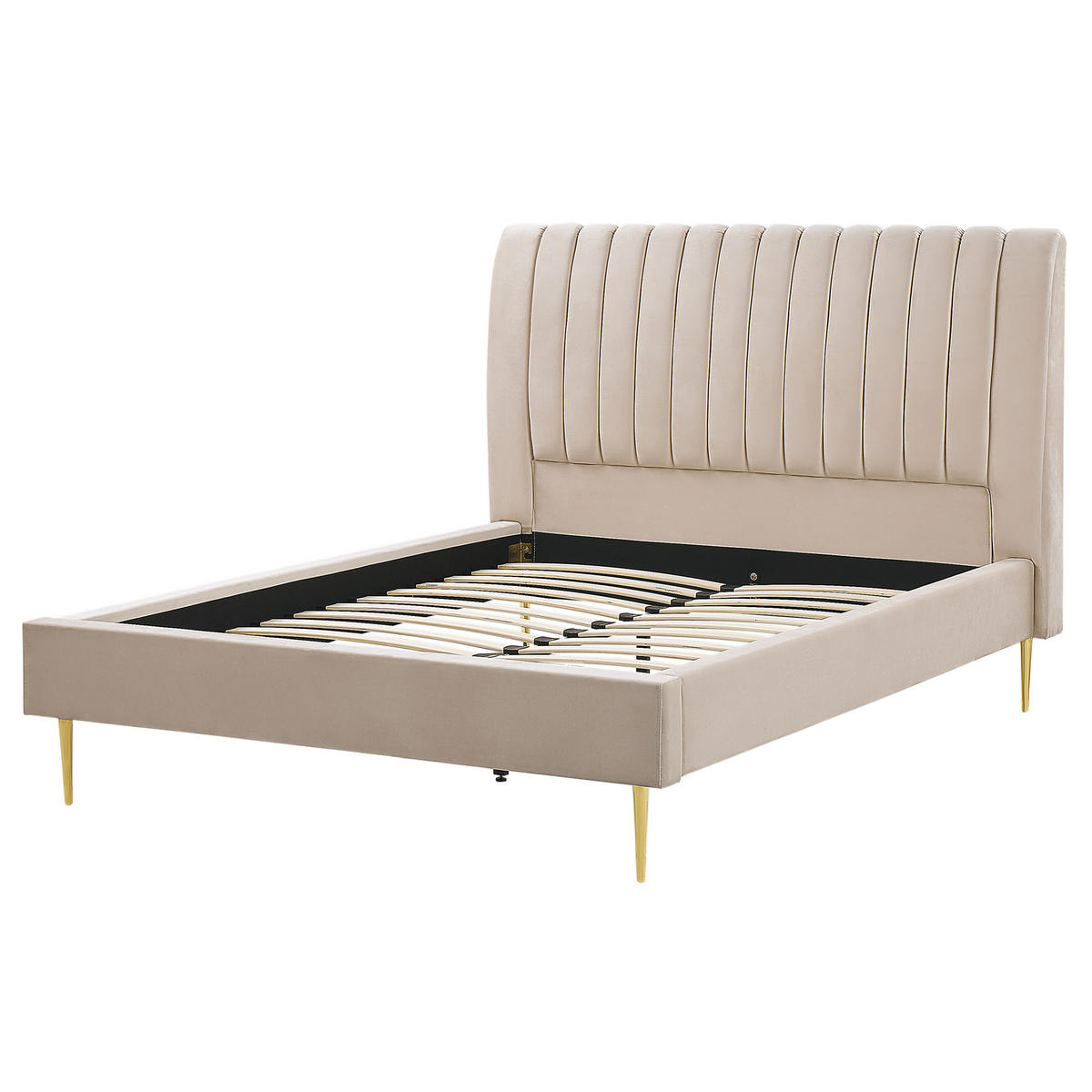 POLSTERBETT 140/200cm Sandbeige Marville - Beige, Textil (140/200cm) - Beliani