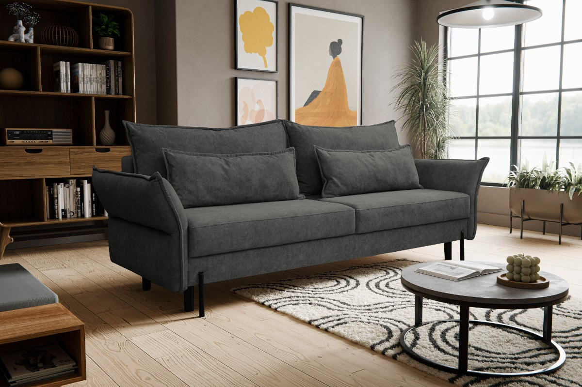 SCHLAFSOFA Volio mit Bettzeugcontainer Graphit - Graphitfarben, Holz/Textil (239/91/96cm) - Kaiser Möbel