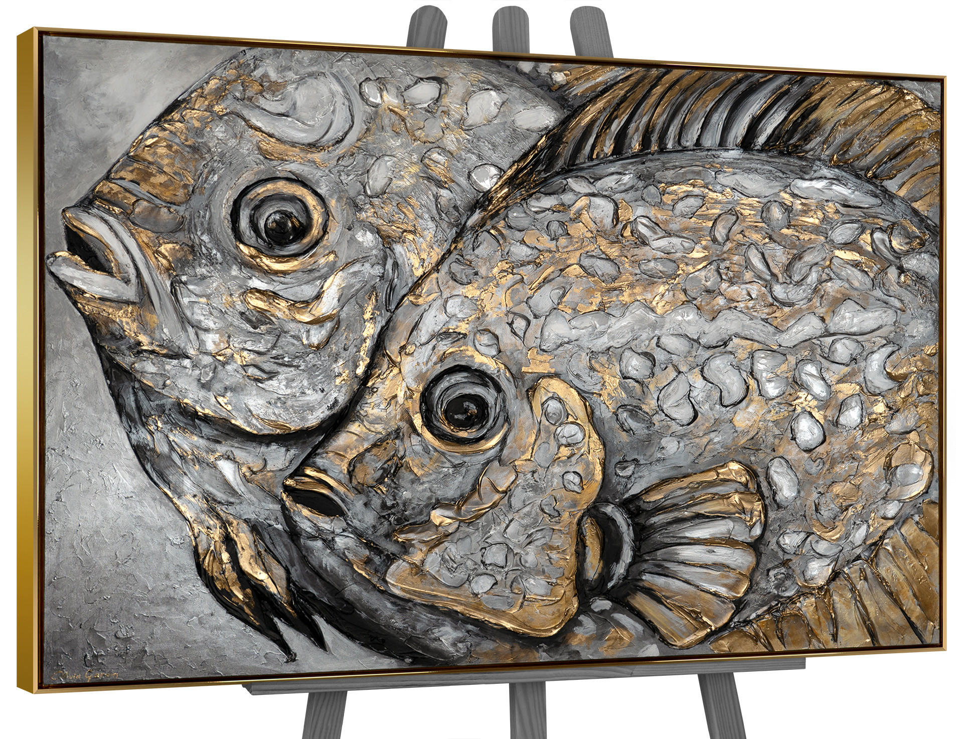 YS-art gallery Gemälde Gold 180x120 cm