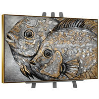 GEMÄLDE Magische Fische Schattenfugenrahmen Gold 120x80 cm - Goldfarben, Holz (120/80cm) - YS-art gallery