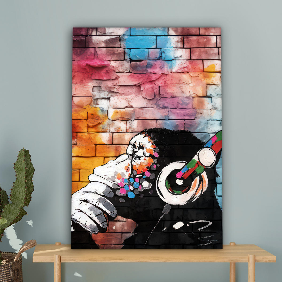 LEINWANDBILD Affe - Graffiti - Musik 60x90 cm - Multicolor, Textil (60/90cm) - MuchoWow