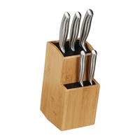MESSERBLOCK - Hellbraun, Holz/Kunststoff (11.5/25.5/18cm) - Relaxdays