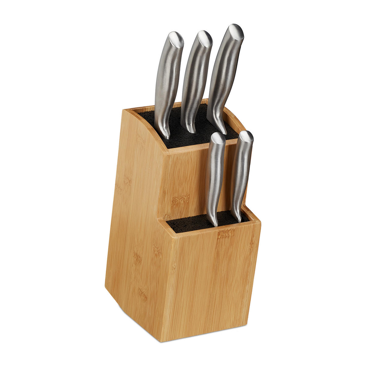 MESSERBLOCK - Hellbraun, Holz/Kunststoff (11.5/25.5/18cm) - Relaxdays