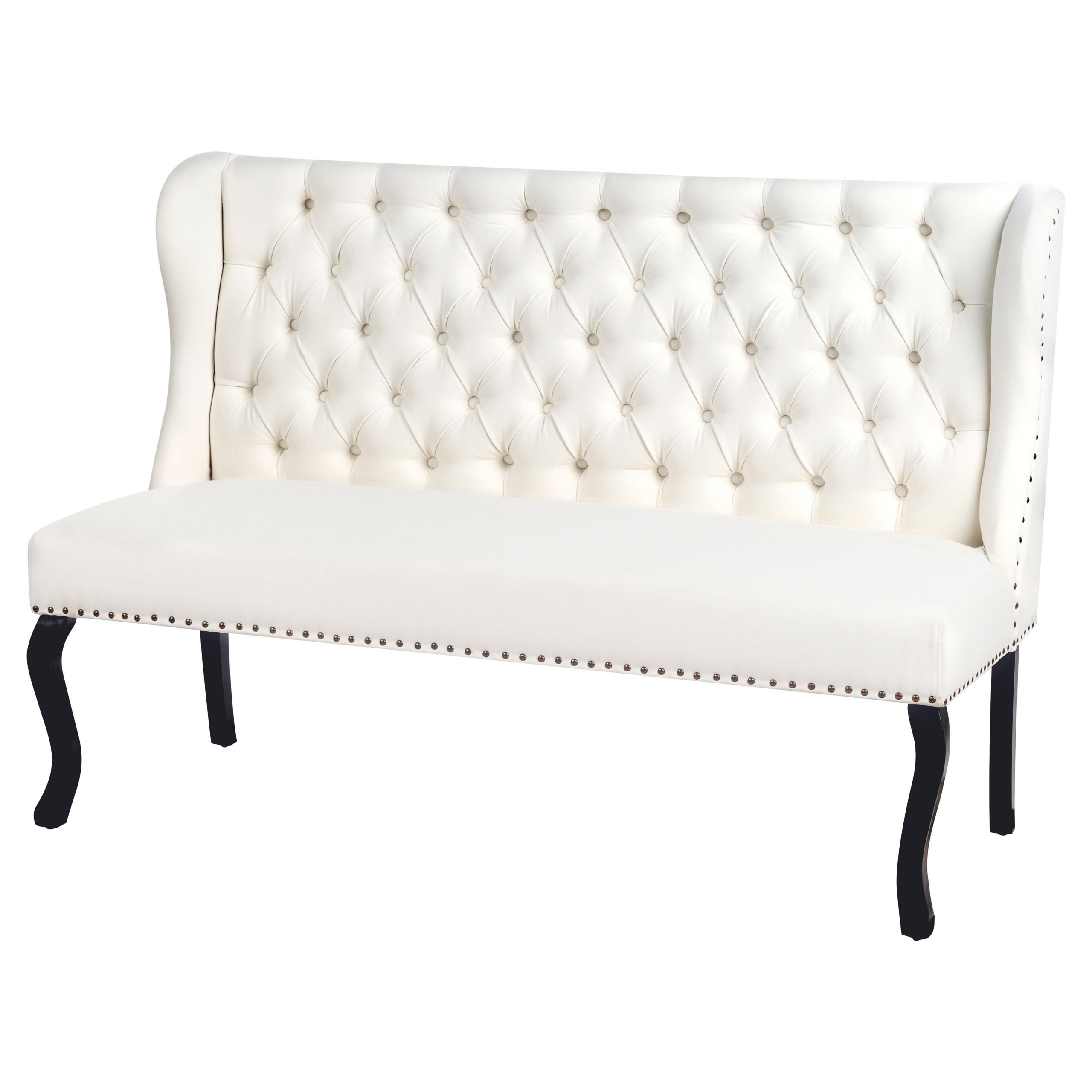 2-SITZER-KÜCHENSOFA creme Torsby - Schwarz/Weiß, Textil (154/106/63cm) - Beliani