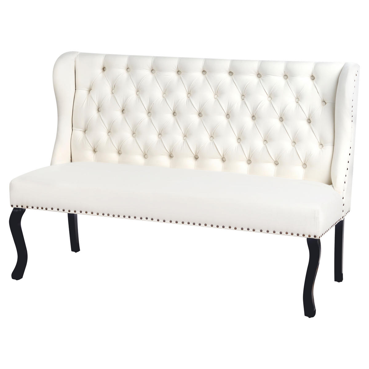2-SITZER-KÜCHENSOFA creme Torsby - Schwarz/Weiß, Textil (154/106/63cm) - Beliani