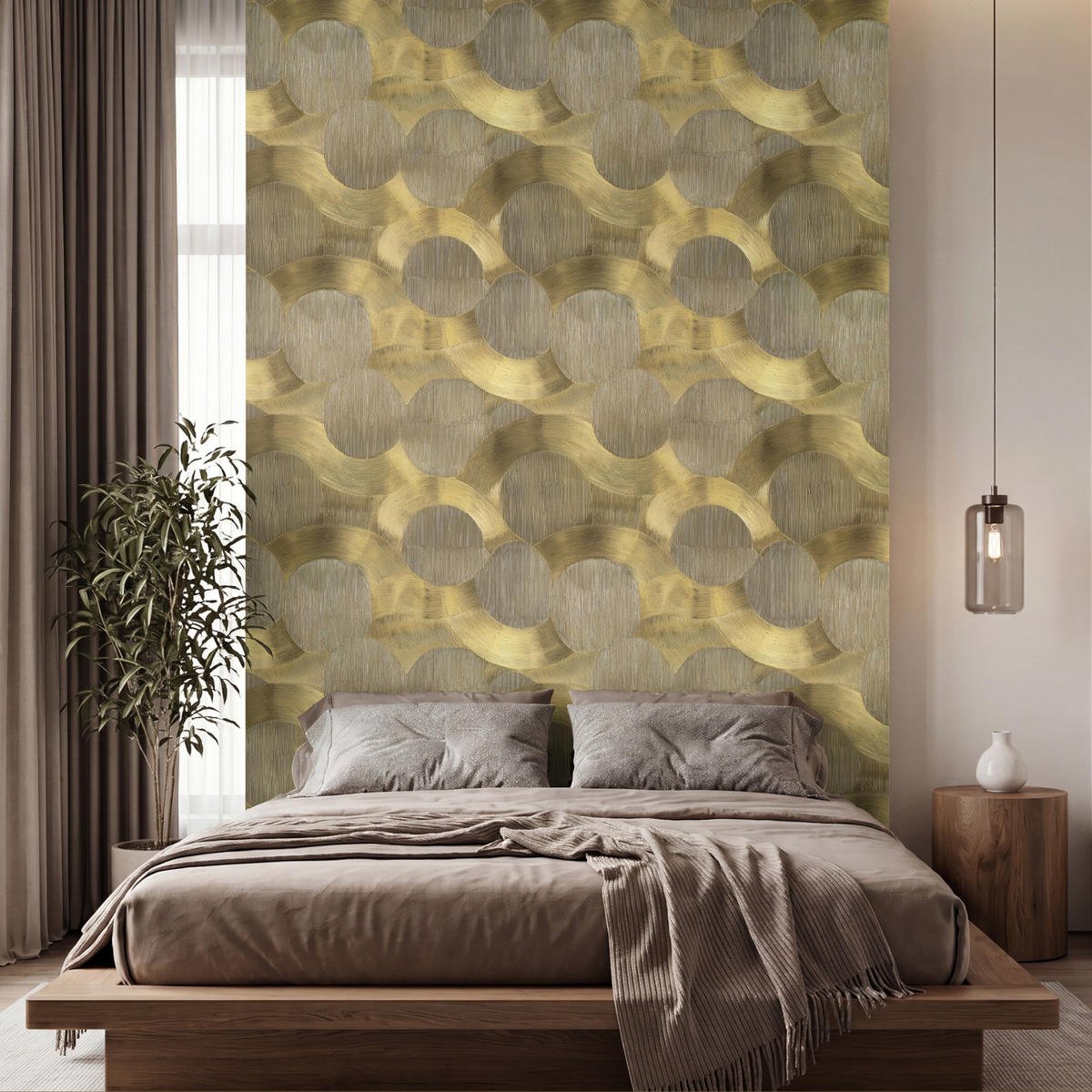 TAPETE - Modern - Geometrisch - Gold - 180x260 cm - Goldfarben, Papier (180/260cm) - OnlyWow
