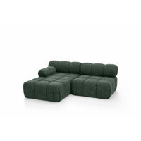 ECKSOFA L-Form Mini II Modular, Bouclé-Stoff Abriamo, Dunkelgrün, Links, Selia - Dunkelgrün, Holz (190/160cm) - Kaiser Möbel