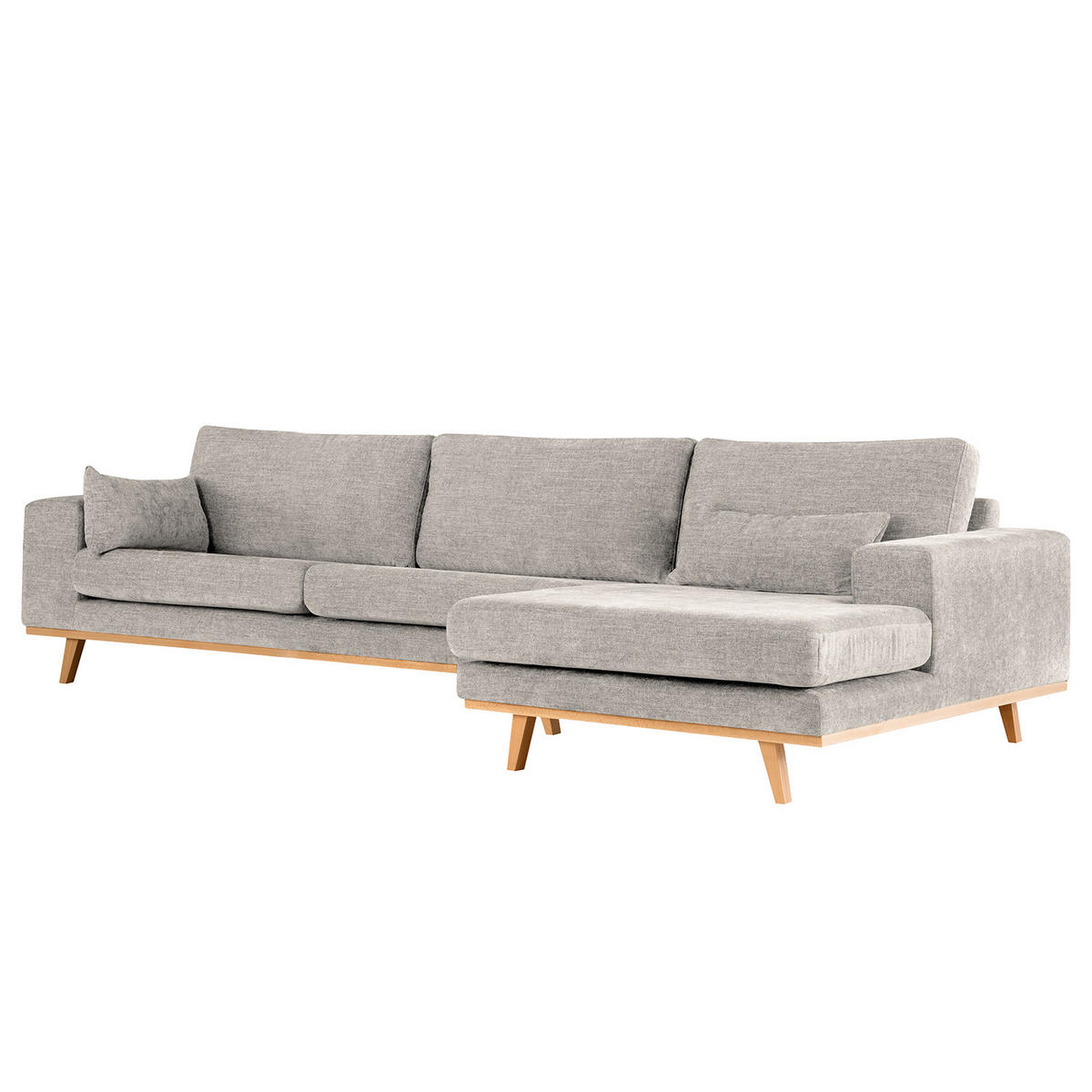 ECKSOFA mit Longchair - Buchefarben/Grau, Buchenholz/Textil (281/153cm) - home24