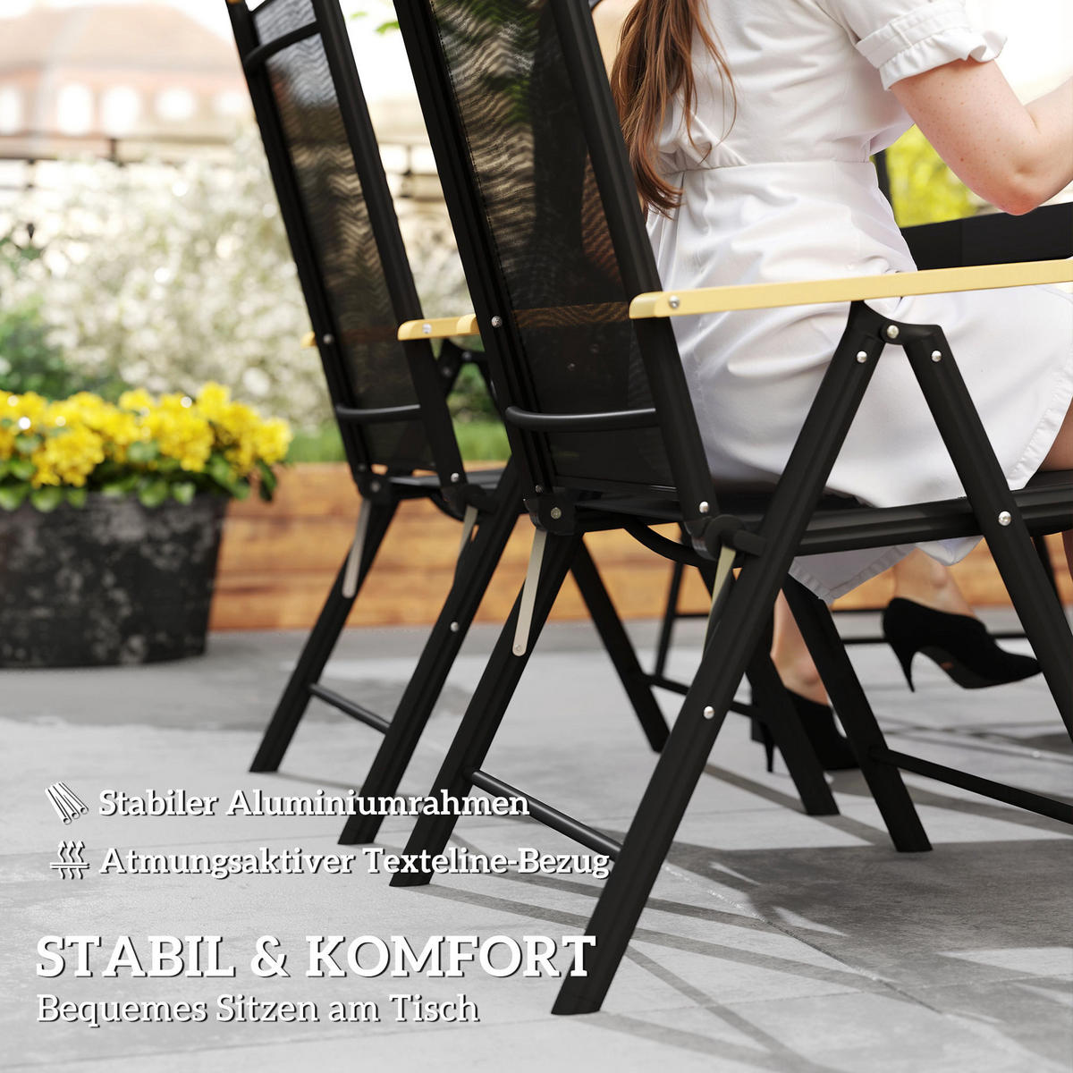 GARTENMÖBEL-SET Schwarz 140.0/90.0/74.0cm - Schwarz, Metall