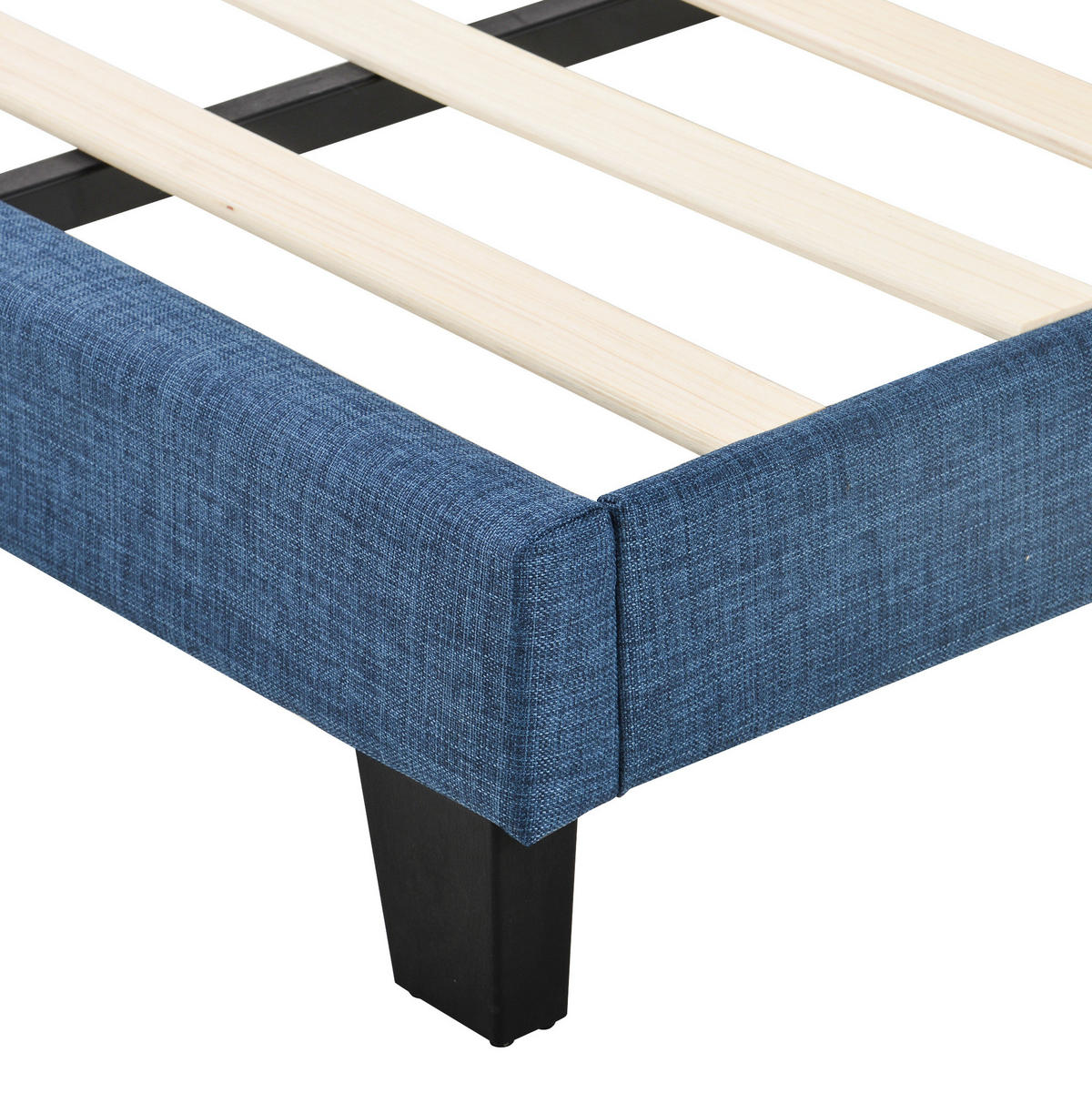 POLSTERBETT 140/200 cm Blau aus Leinen mit Lattenrost - Blau, Textil (140/200cm) - OKMYHOME