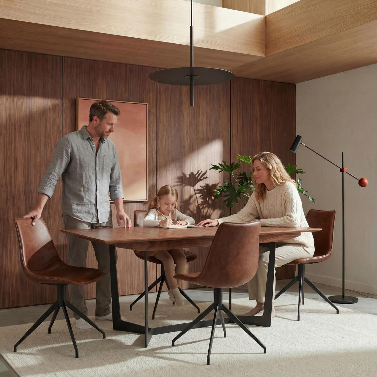 ESSTISCH 200/100/76 Amerikanisches Walnussfurnier rechteckig - Schwarz/Braun, Holz/Metall (200/100/76cm) - Furnhouse