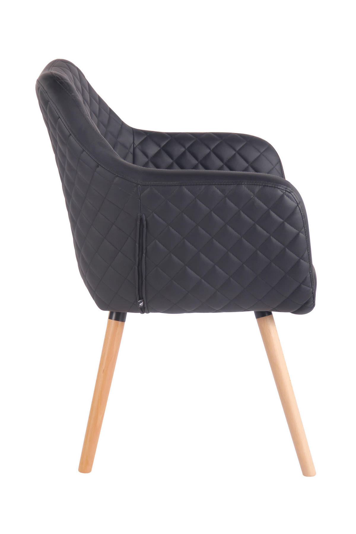 ARMLEHNENSTUHL Lederlook Schwarz - Eukalyptusholzfarben/Schwarz, Holz/Textil (63/84/61cm) - CLP