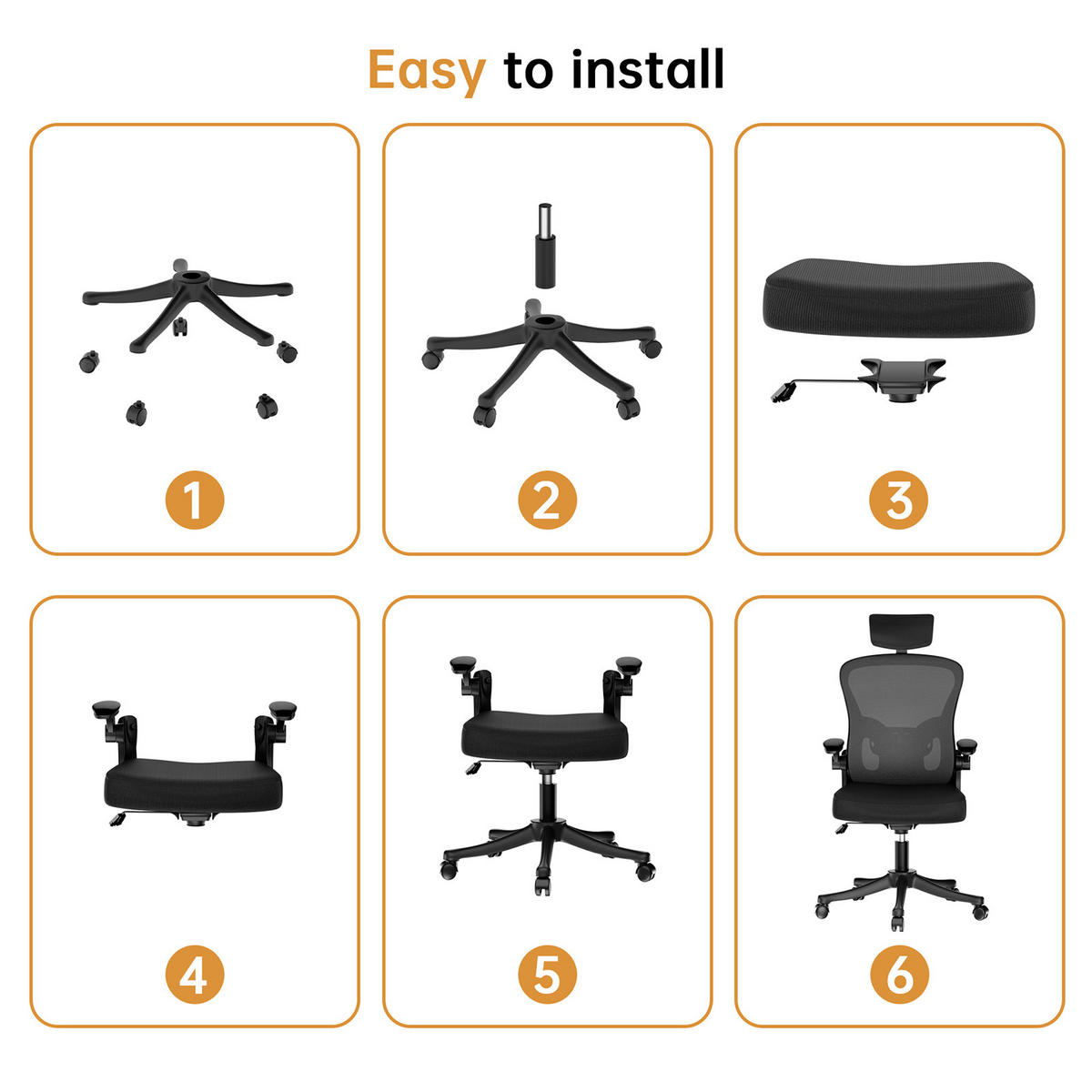 BÜROSTUHL ergonomisch Schwarz mit Lendenstütze - Schwarz, Metall (58.5/28.5/61cm) - Rattrix