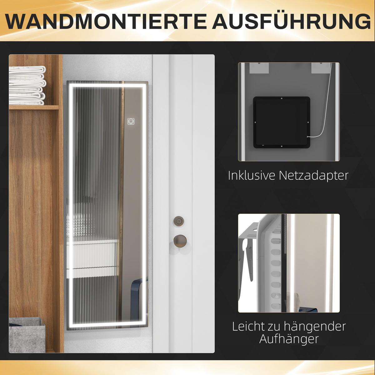 WANDSPIEGEL - Transparent, Glas (40/2.9/120cm) - HOMCOM